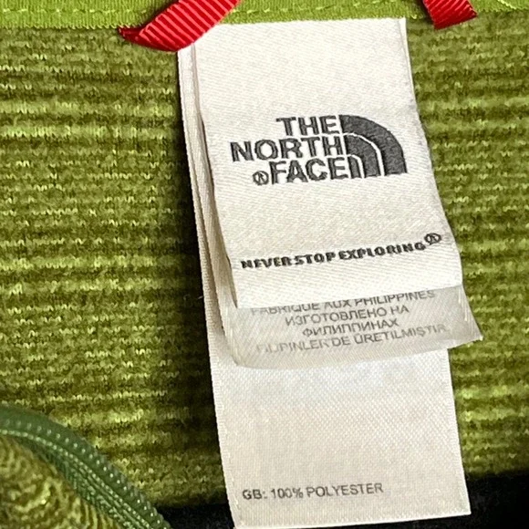 The North Face Womens Small Green Striped Full Zip Fleece Hoodie Jacket - Picture 6 of 8